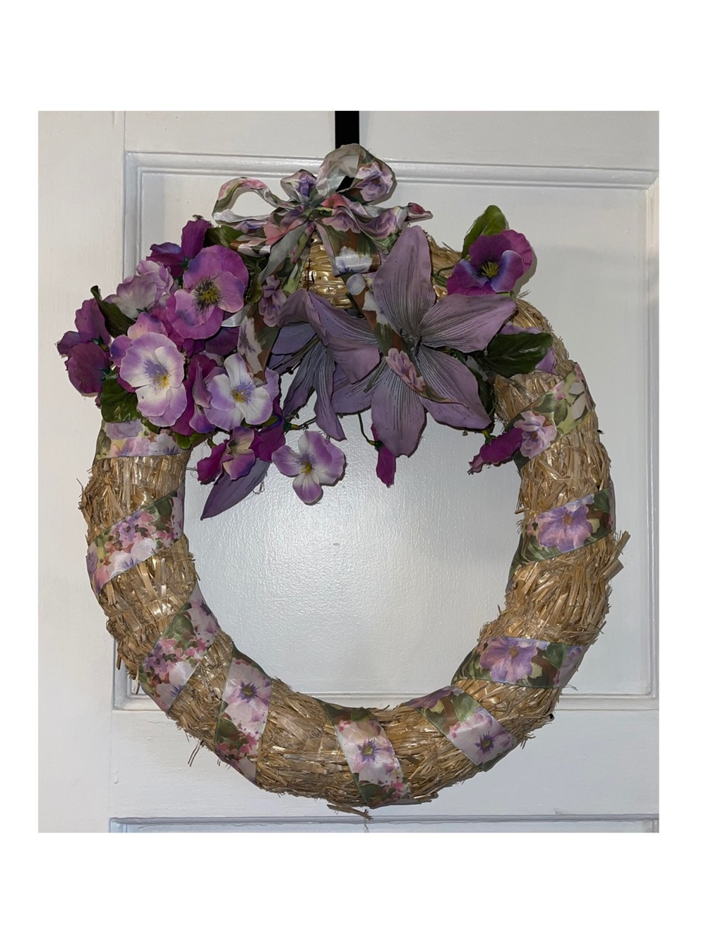 Purple Floral Home Holiday 18 Inch Wreath